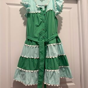 Entro Green and Light Blue Ruffle Dress